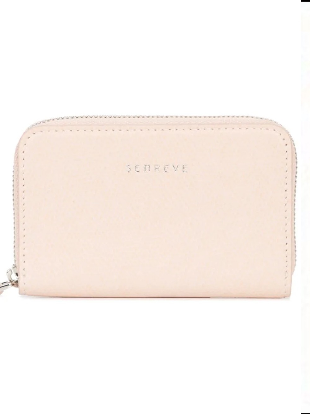 Senreve Blush Pink Leather Zip-Around Card Wallet